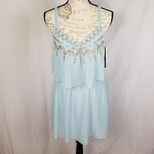 Sequin Hearts Blouson‎ Seafoam Green Mini Dress